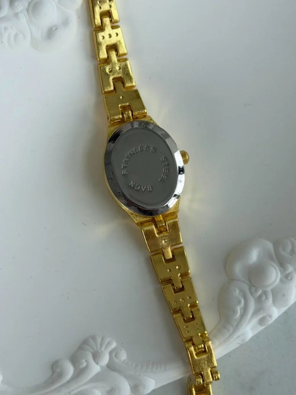 Sku0508 Retro Gold Blue dial Women Oval Watch Bracelet Stainless steel+gift bag